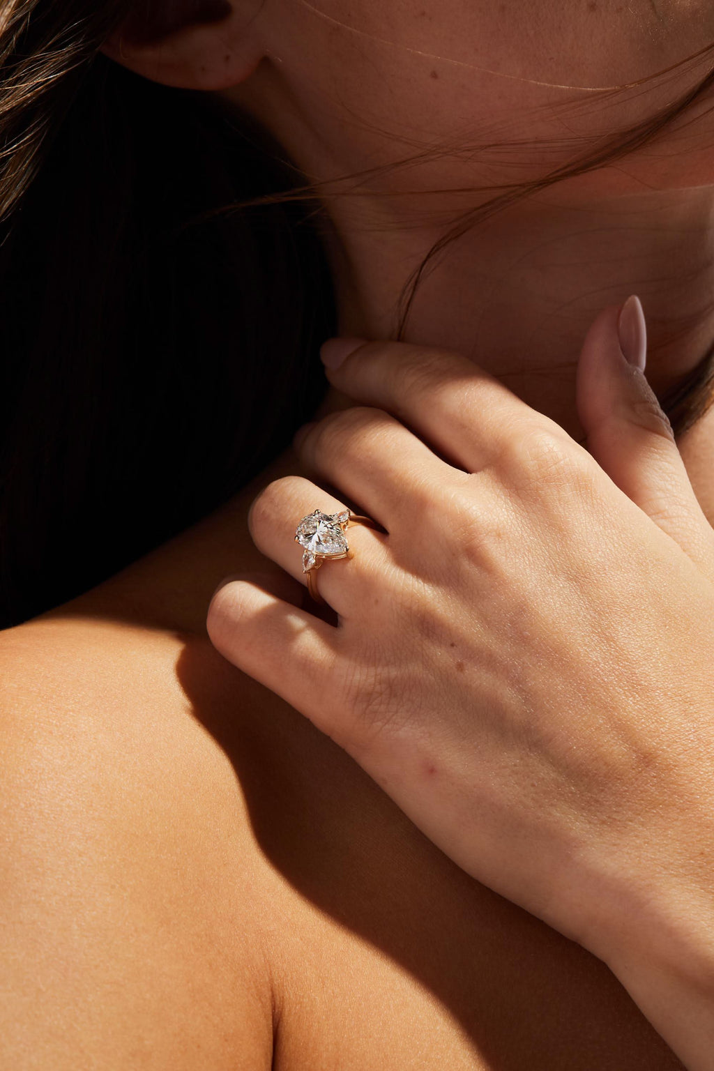 2.5 CT Pear Cut Three Stone Moissanite Engagement Ring