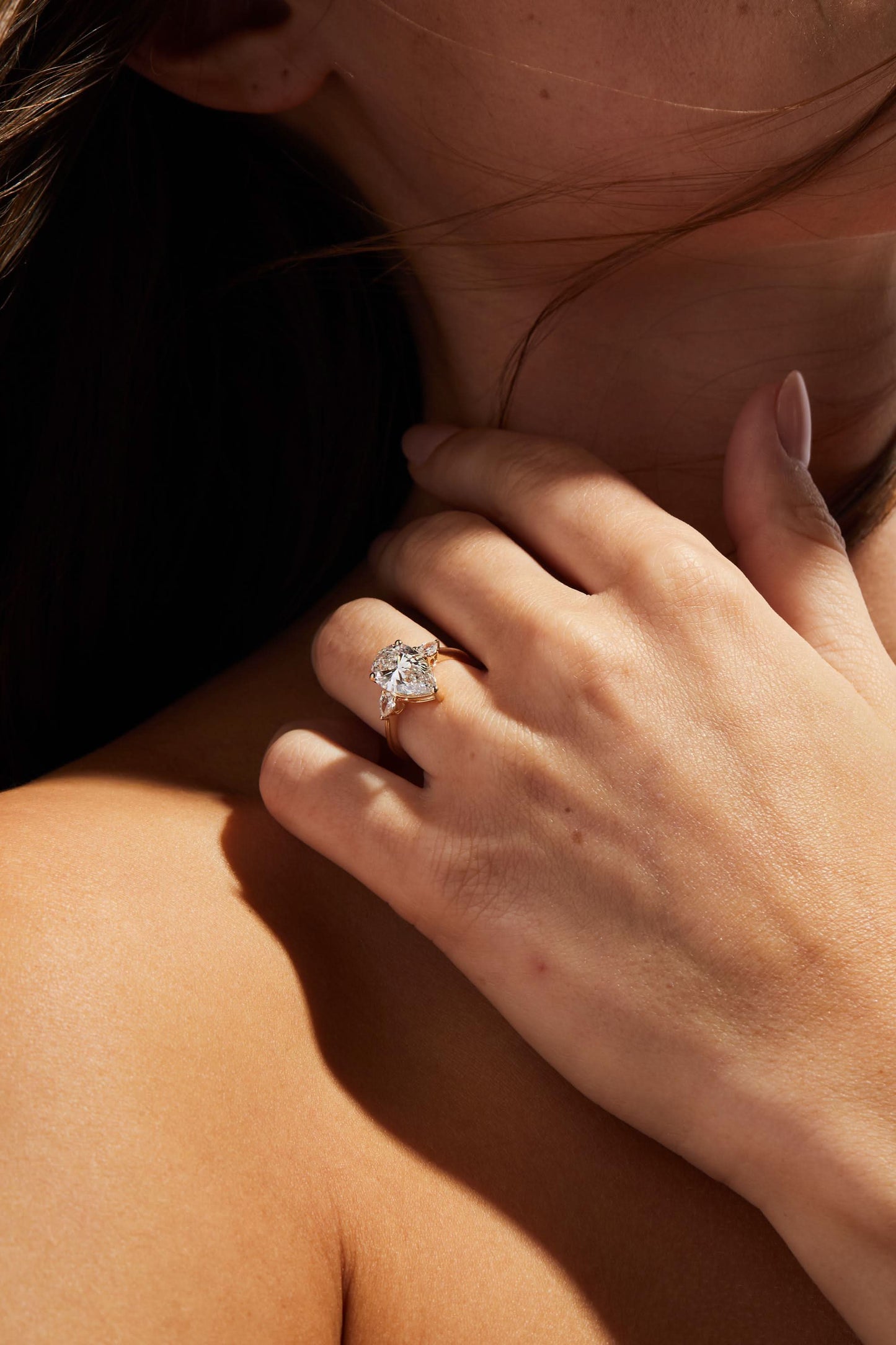 2.5 CT Pear Cut Three Stone Moissanite Engagement Ring