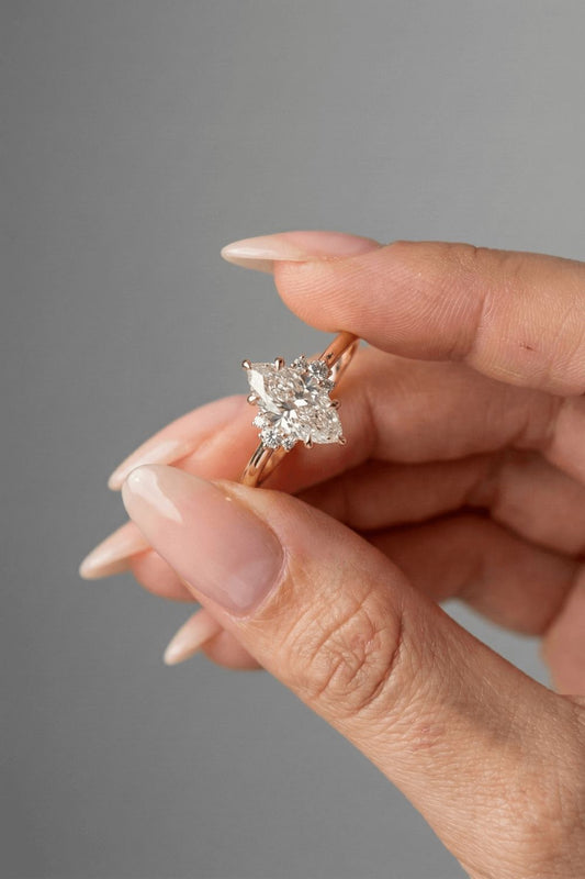 Marquise Cut Cluster Moissanite Engagement Ring