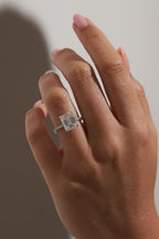 2.5 CT - 3.5 CT Emerald Cut Hidden Halo & Pave Moissanite Engagement Ring