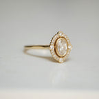 0.7 CT Oval Cut Moissanite Art Deco Mosaic Engagement Ring