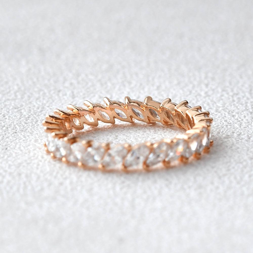 0.75 TCW Marquise Moissanite Full Eternity Wedding Band