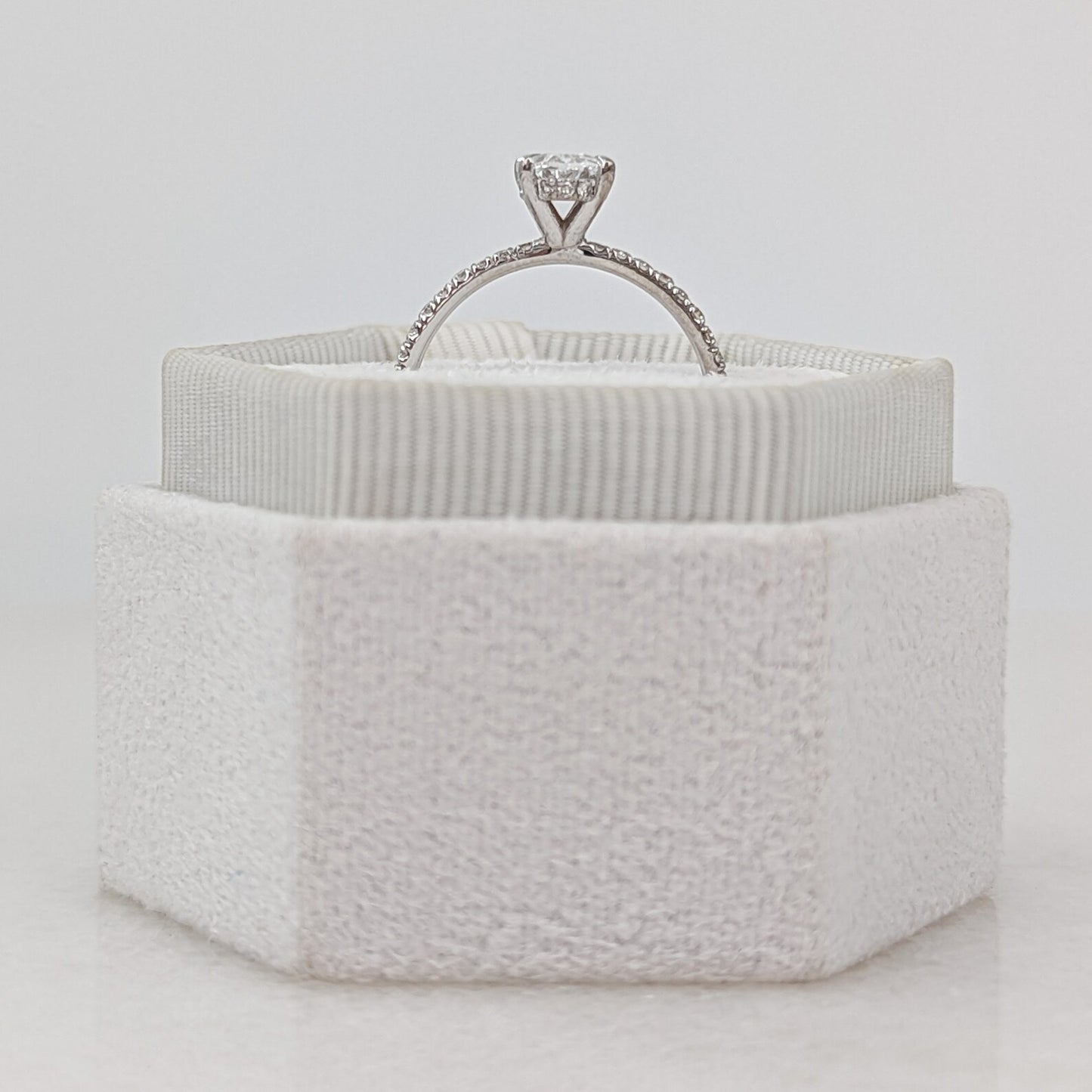 1 CT Oval Cut Hidden Halo Pave Moissanite Engagement Ring