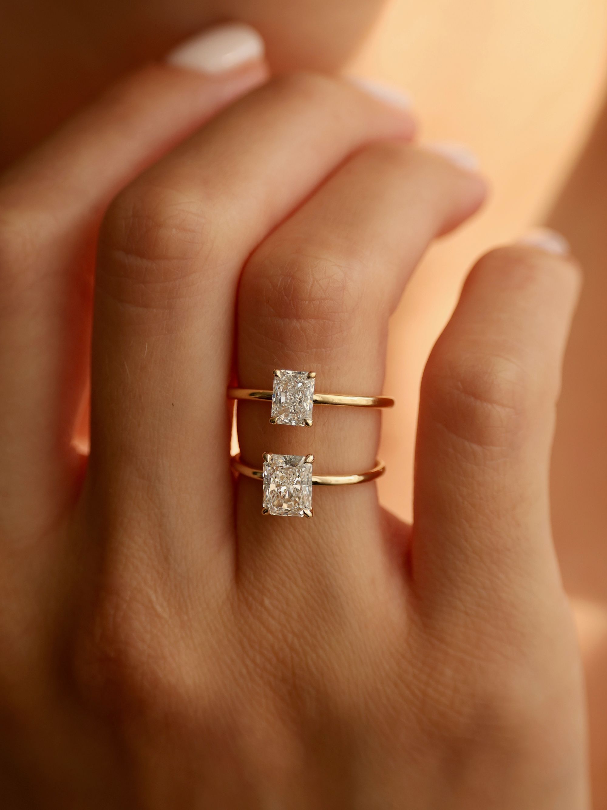 1.5 CT - 3.5 CT Radiant Cut Lab grown Diamond Solitaire Engagement Ring