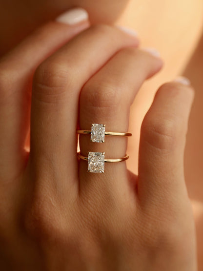 1.5 CT - 3.5 CT Radiant Cut Lab grown Diamond Solitaire Engagement Ring