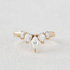 0.6 TCW Marquise Moissanite Curved Cluster Wedding Band