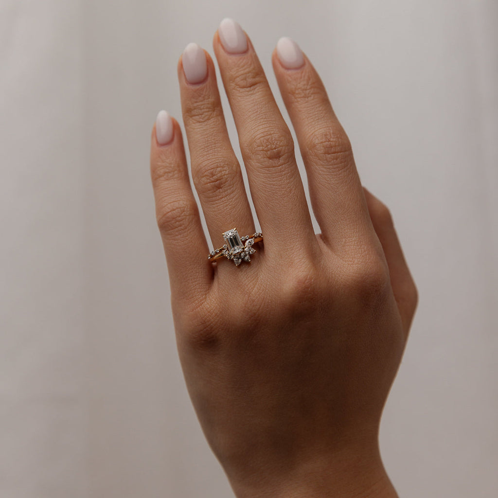 1.01 CT - 3.01 CT Emerald Cut Lab grown Diamond Side Stone Engagement Ring