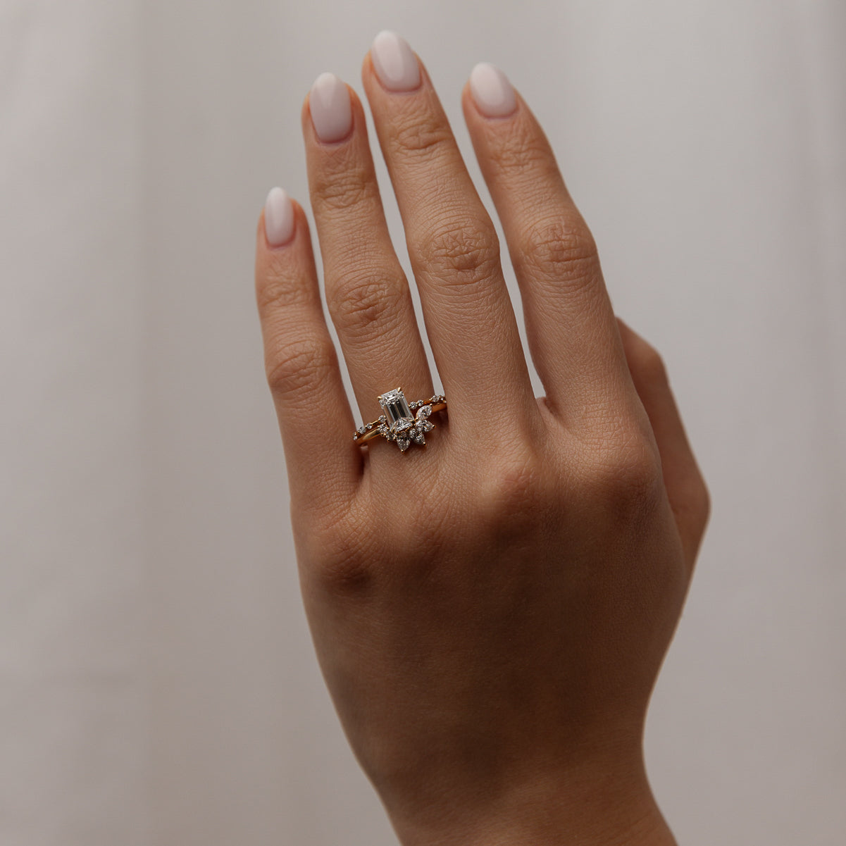 1.01 CT - 3.01 CT Emerald Cut Lab grown Diamond Side Stone Engagement Ring