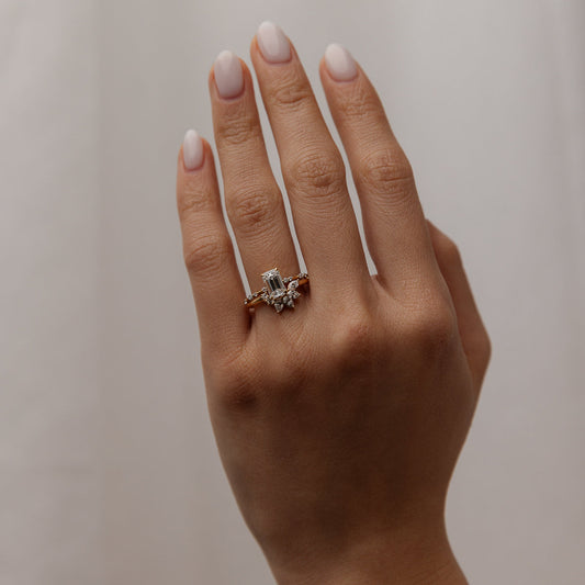 1.01 CT - 3.01 CT Emerald Cut Lab grown Diamond Side Stone Engagement Ring