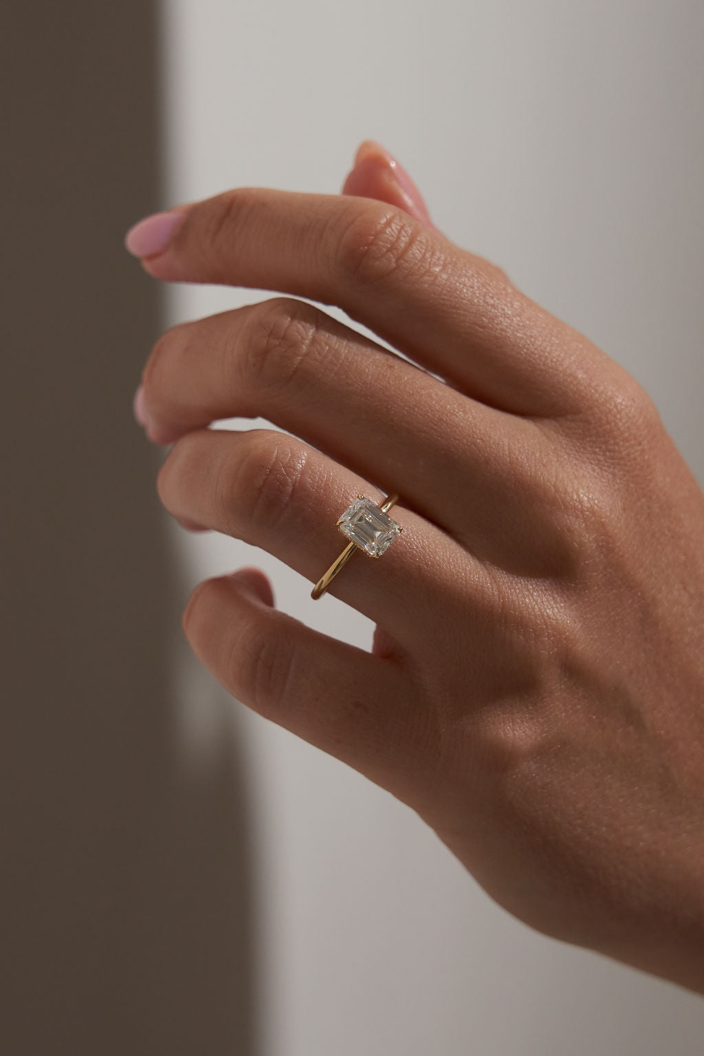 1 CT - 2 CT Emerald Cut Solitaire Moissanite Engagement Ring