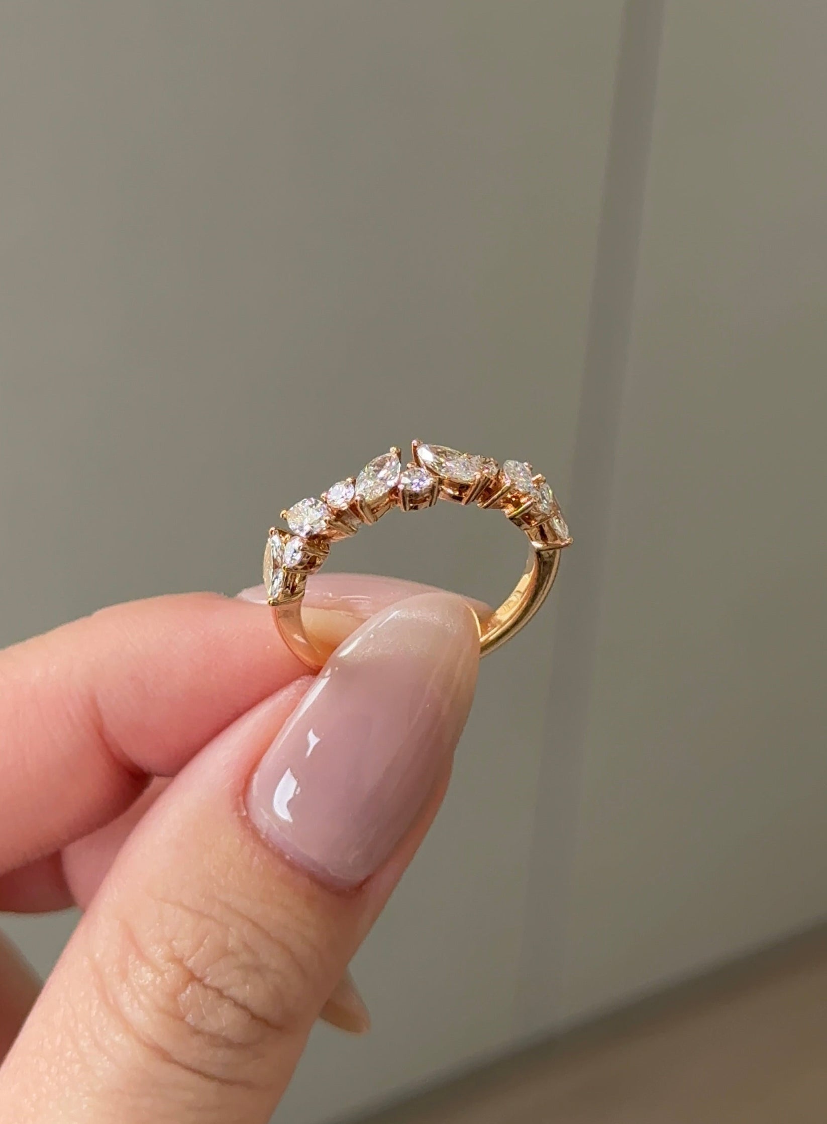 Round & Marquise CVD Diamond Pave Wedding Band