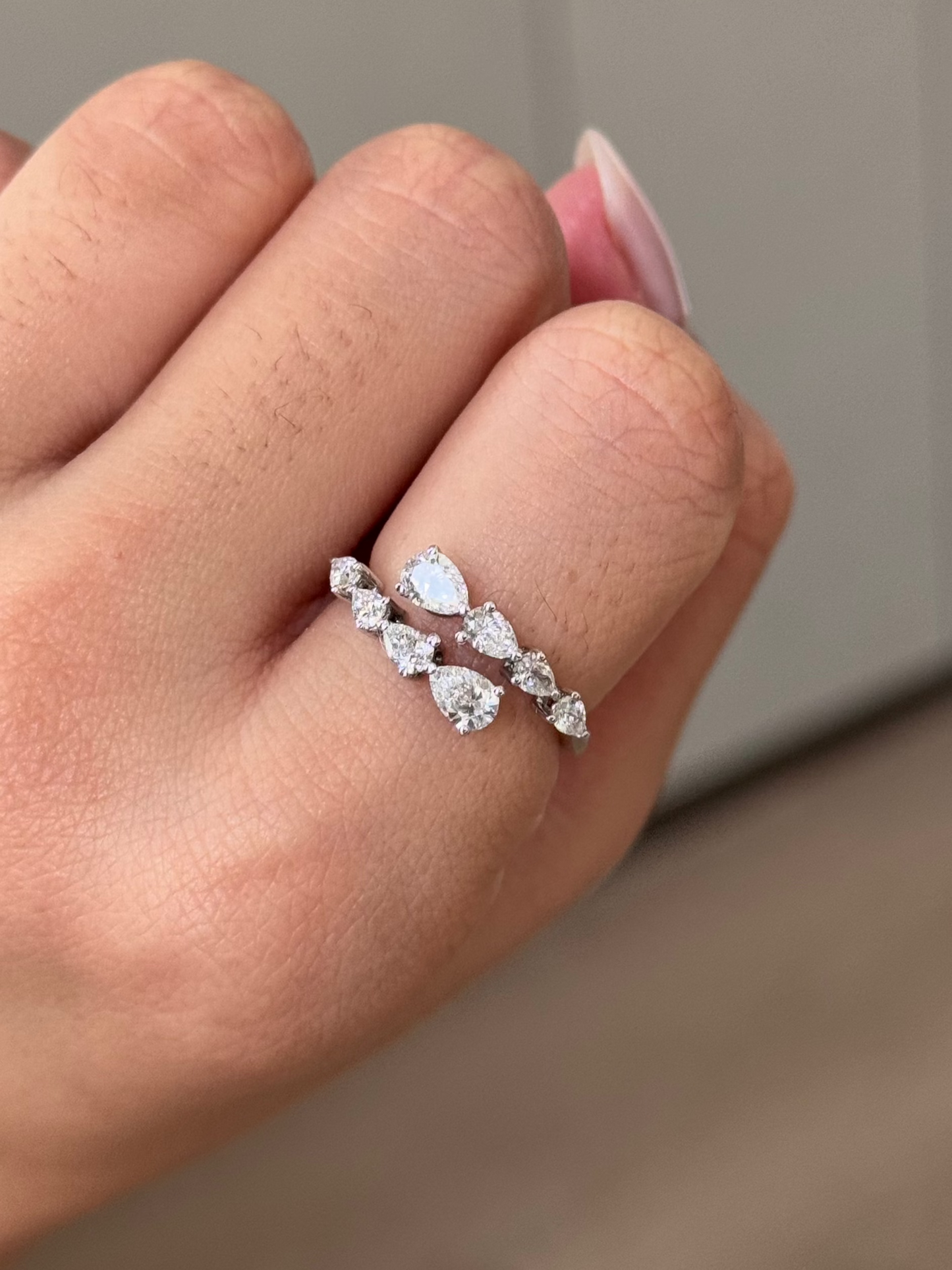 0.99 TCW Pear CVD Diamond Open Wedding Band