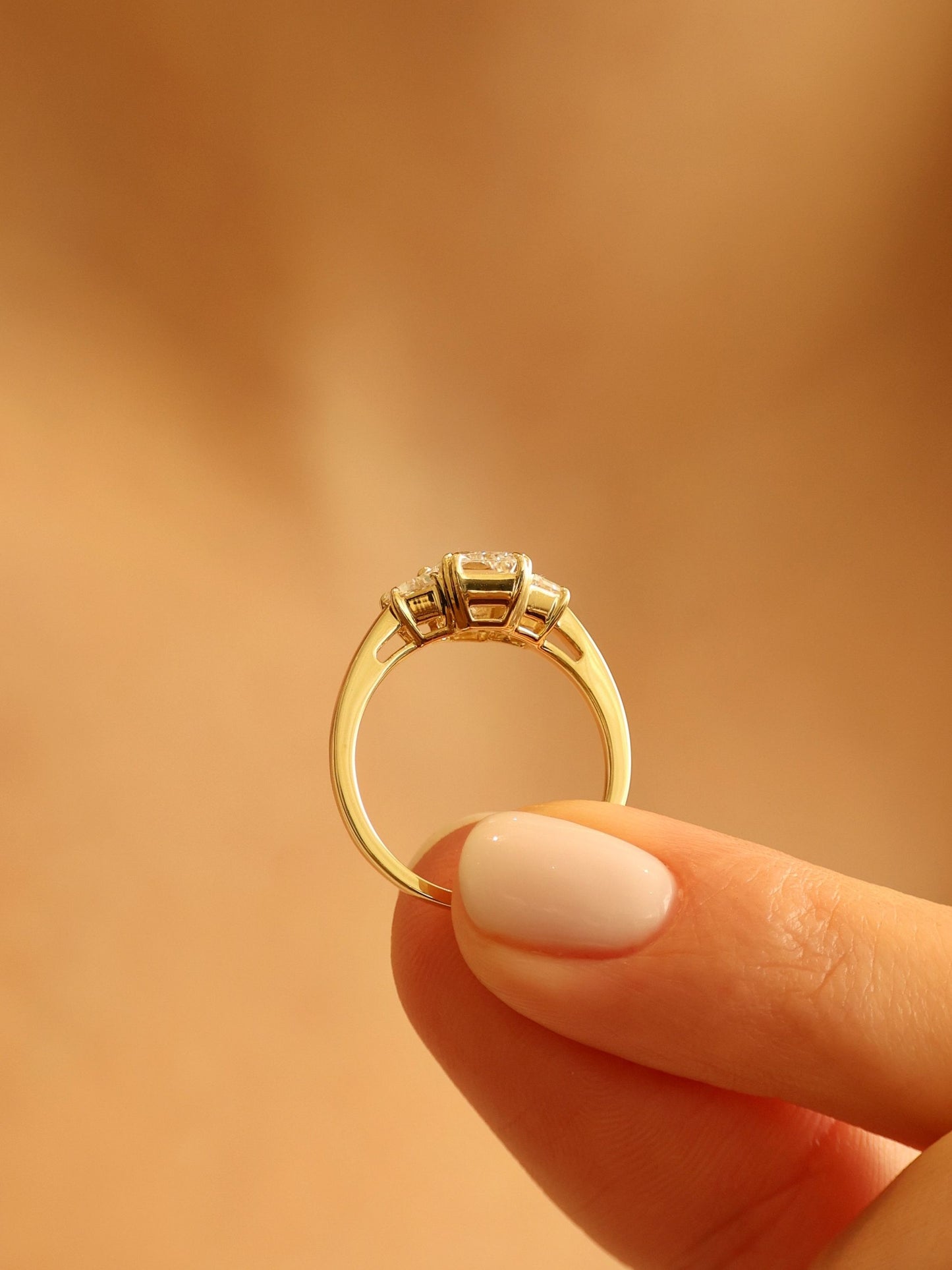 1.5 CT - 3.5 CT Radiant Cut Lab grown Diamond Three Stone Engagement Ring