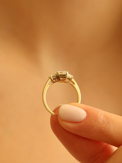 1.5 CT - 3.5 CT Radiant Cut Lab grown Diamond Three Stone Engagement Ring