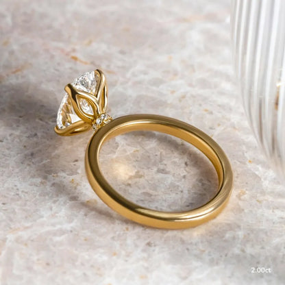 2 CT - 3 CT Oval Cut Hidden Halo Moissanite Engagement Ring