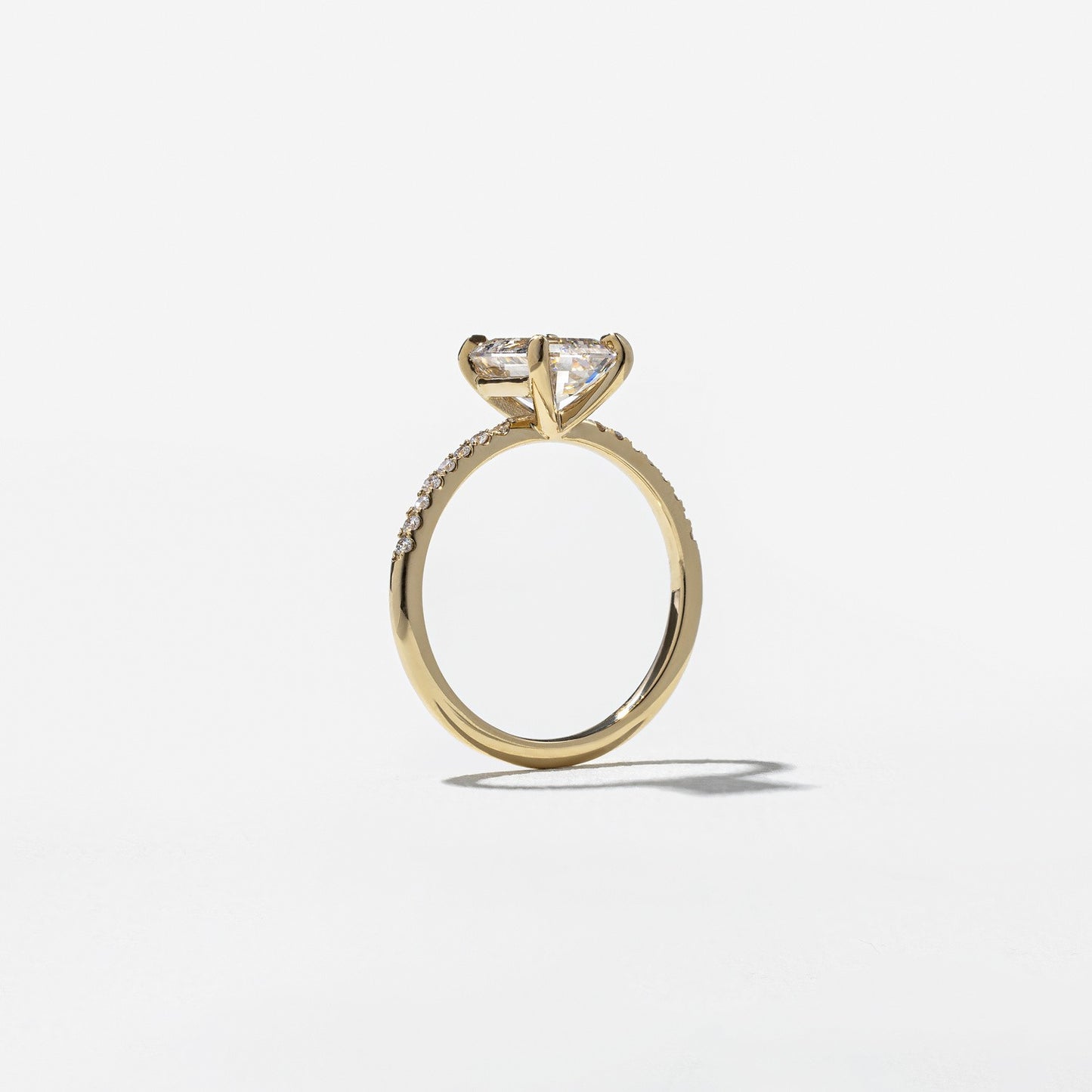 1.82 CT - 2.82 CT Emerald Cut Lab grown Diamond Pave Engagement Ring