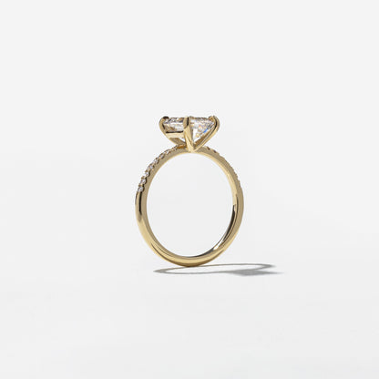 1.82 CT - 2.82 CT Emerald Cut Lab grown Diamond Pave Engagement Ring