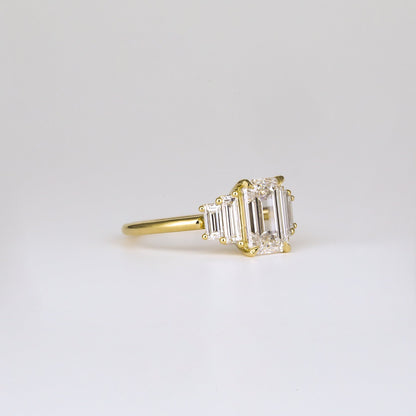 1.82 CT - 2.82 CT Emerald Cut Lab grown Diamond Five Stone Engagement Ring