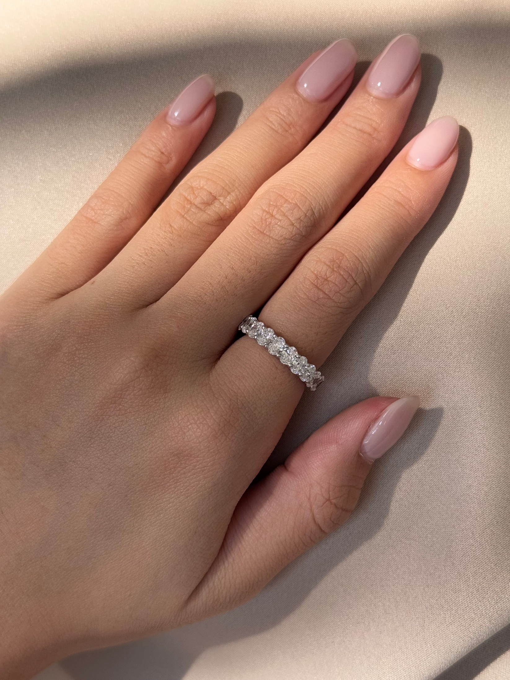 1.67 TCW Oval CVD Diamond Half Eternity with Shared Prong Wedding Band