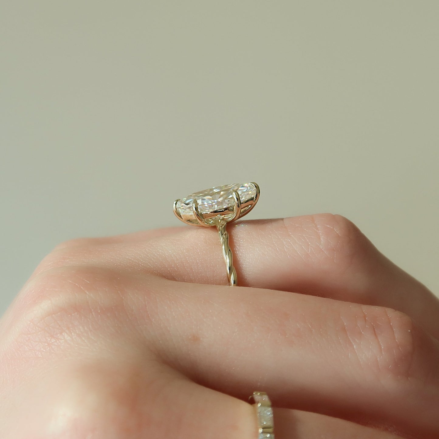 2 CT - 3 CT Marquise Cut Hidden Halo Rope Style Moissanite Engagement Ring