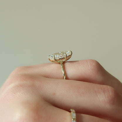 2 CT - 3 CT Marquise Cut Hidden Halo Rope Style Moissanite Engagement Ring