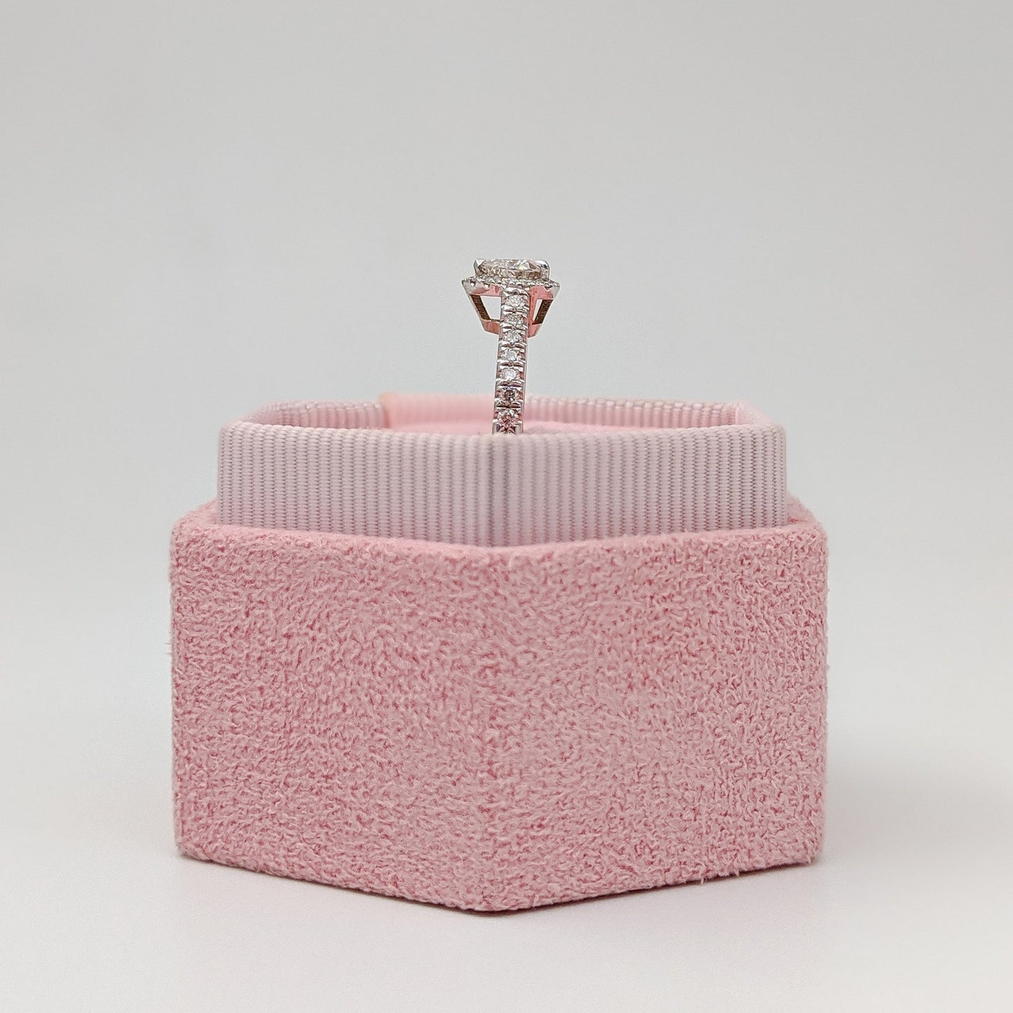 0.6 CT Heart Cut Halo Pave Setting Moissanite Engagement Ring