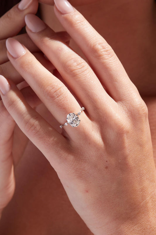 2 CT Oval Cut Dainty Moissanite Engagement Ring