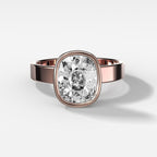 2 CT - 4 CT Elongated Cushion Cut Lab grown Diamond Solitaire Bezel Engagement Ring