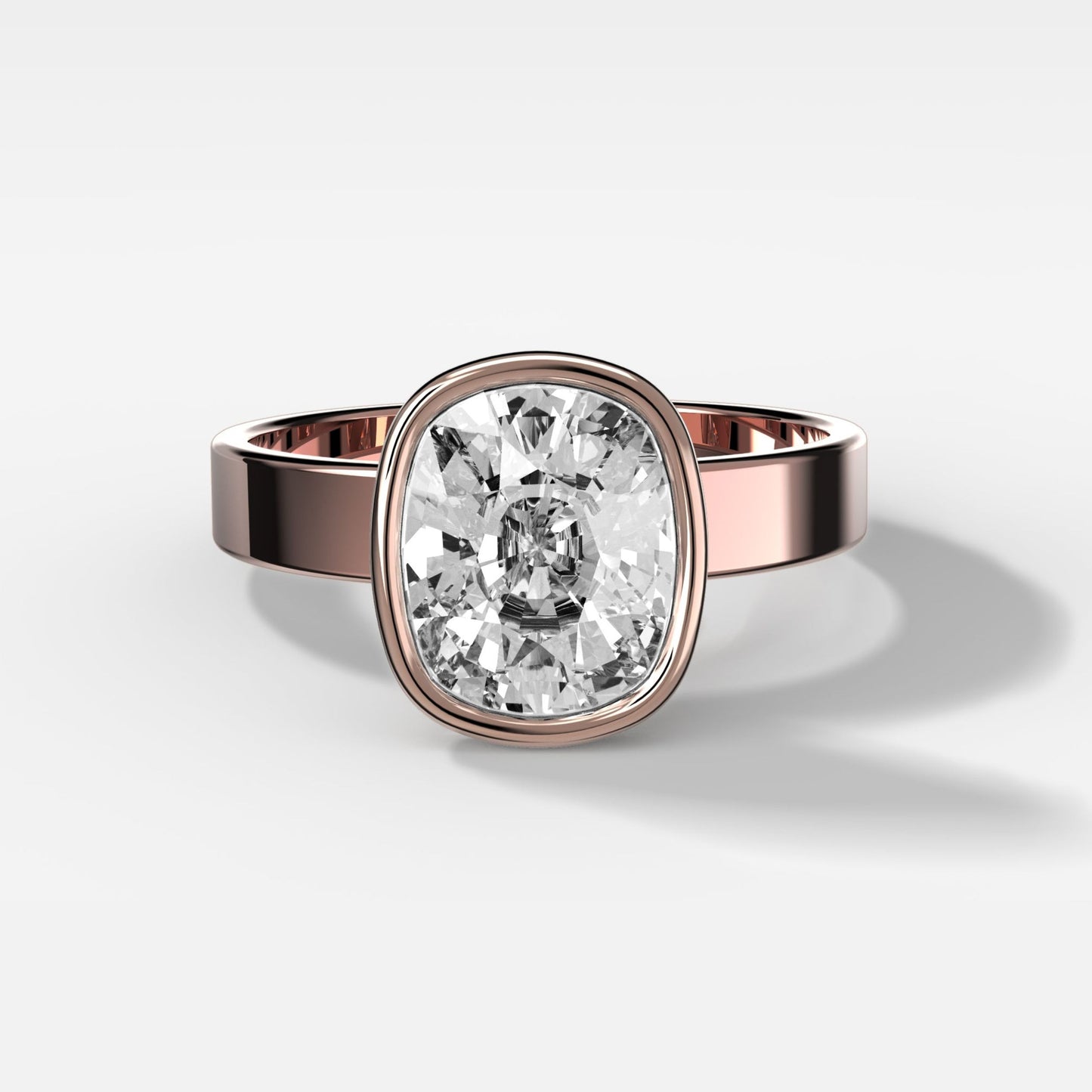 2 CT - 4 CT Elongated Cushion Cut Lab grown Diamond Solitaire Bezel Engagement Ring