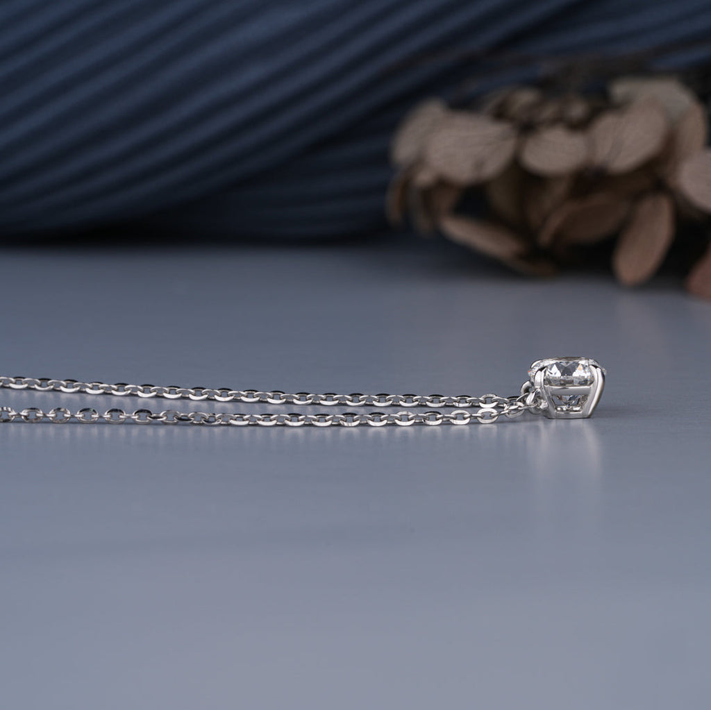 0.5 - 5.00 CT Round Cut Moissanite Diamond Solitaire Pendant Necklace