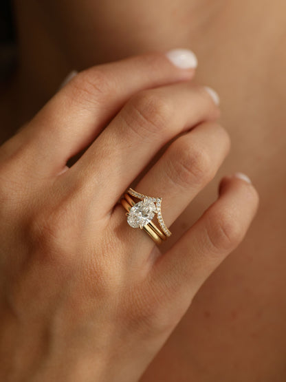 0.2 TCW Round CVD Diamond Pave V-Shaped Wedding Band