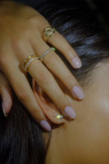 0.28 TCW Round Moissanite Double Band Half Eternity Wedding Band