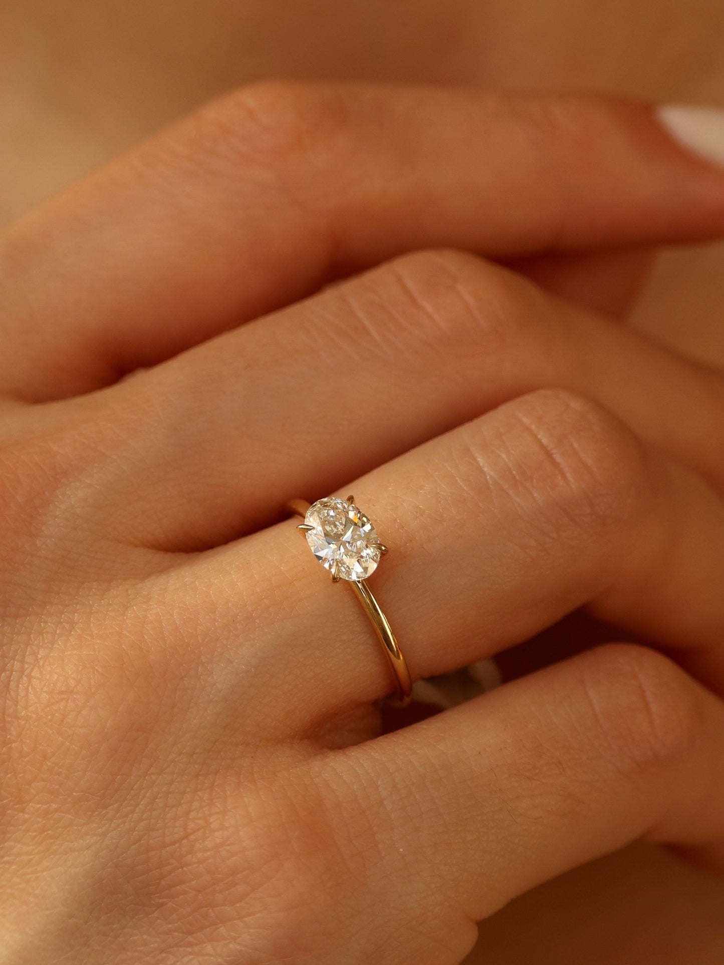 1 CT - 3 CT East-West Oval Cut Lab grown Diamond Solitaire Engagement Ring