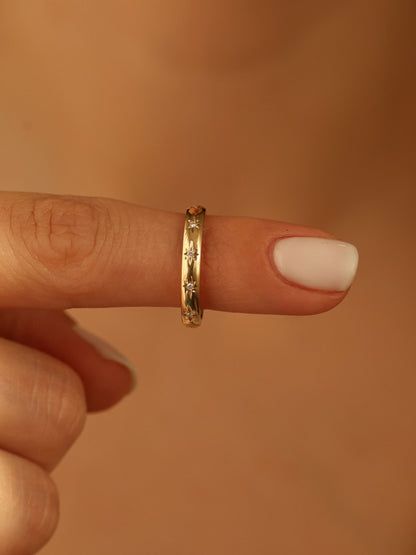 0.1 TCW Round CVD Diamond Flush Setting Wedding Band