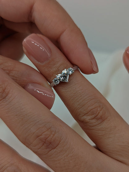 0.5 CT Heart Cut Three Stone Moissanite Engagement Ring