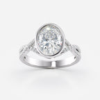 2 CT Oval Cut Twisted Pave & Bezel Setting Moissanite Engagement Ring