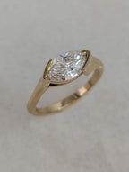 1.5 CT Marquise Cut Half Bezel Solitaire Moissanite Engagement Ring