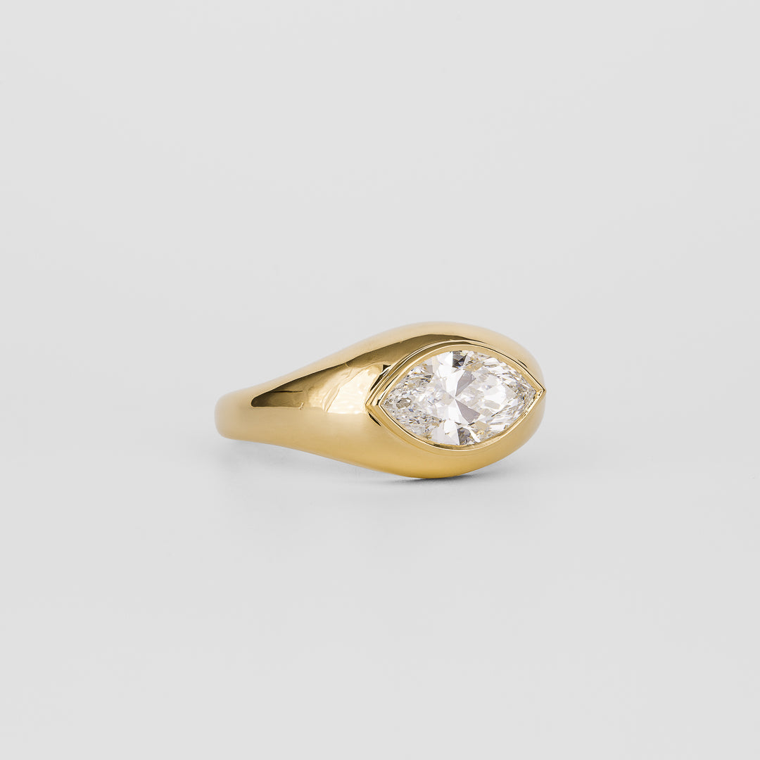 2.18 CT Marquise Cut Lab grown Diamond Flush Setting Engagement Ring