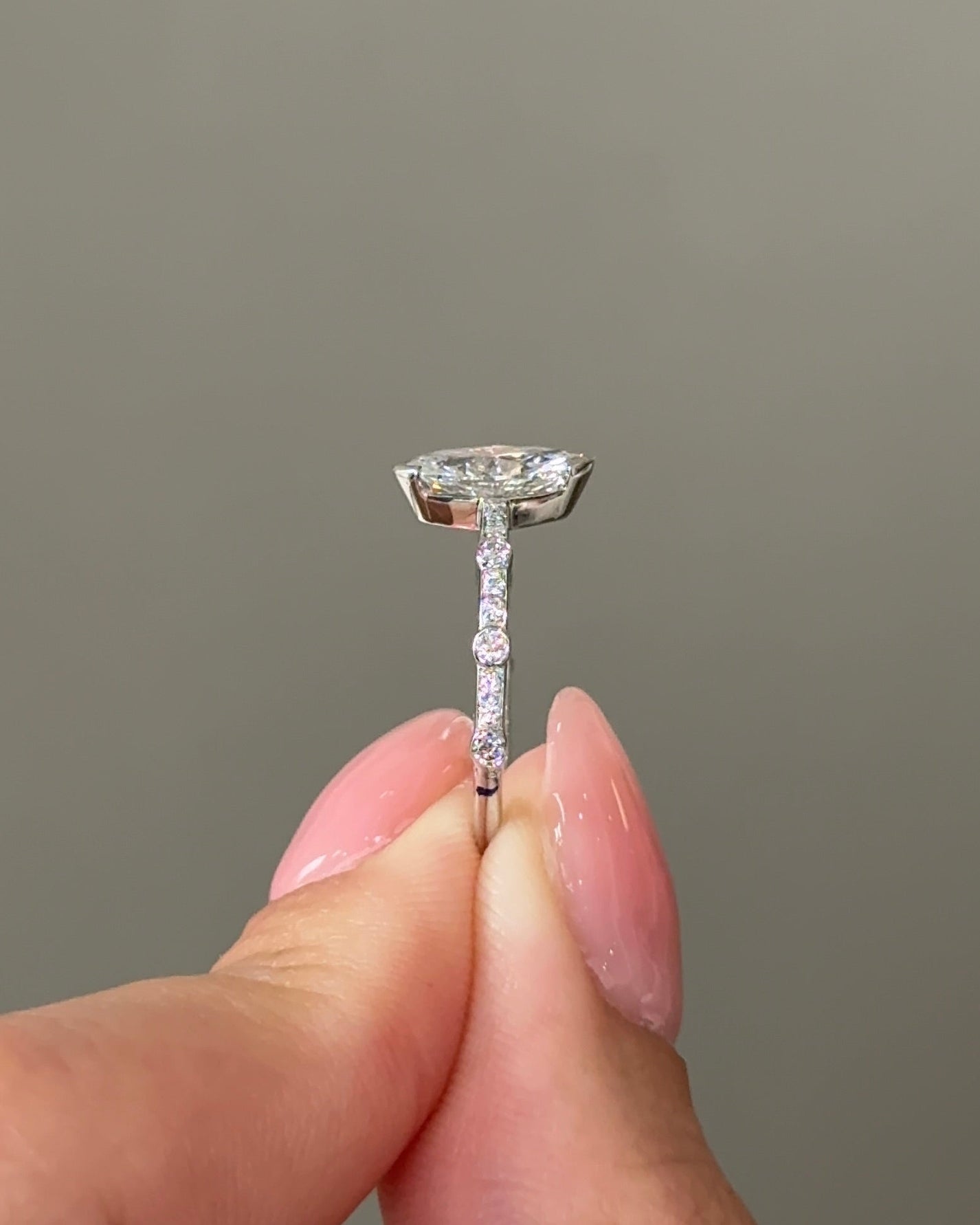 0.73 CT Marquise Cut Lab grown Diamond Bezel Style Engagement Ring