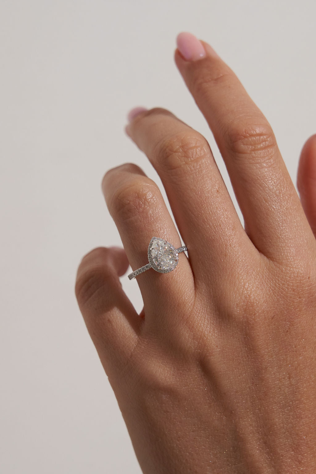 1 CT - 2 CT Pear Cut Halo & Pave Moissanite Engagement Ring