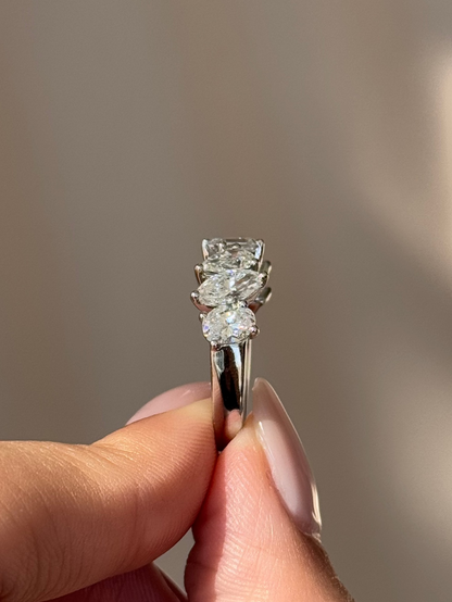 1.91 TCW Mix Fancy CVD Diamond Half Eternity Wedding Band