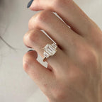 3 CT Emerald Cut Lab grown Diamond Three Stone Engagement Ring