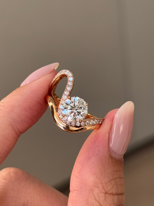 Round Cut Lab grown Diamond Greek Goddess Engagement Ring