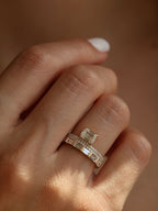 1 CT - 3 CT East-West Emerald Cut Lab grown Diamond Double Band Pave Engagement Ring