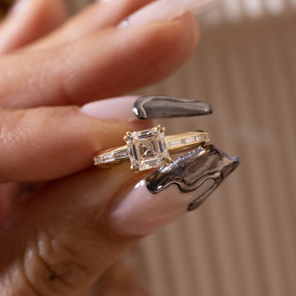 1.27 CT - 3.27 CT Asscher Cut Lab grown Diamond Channel Setting Engagement Ring