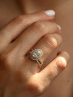 1 CT - 3 CT Oval Cut Lab grown Diamond Double Halo & Pave Engagement Ring