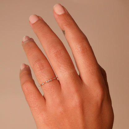 0.1 TCW Round & Marquise CVD Diamond Dainty Wedding Band