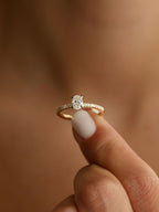 0.5 CT - 2.5 CT Oval Cut Lab grown Diamond Pave Engagement Ring