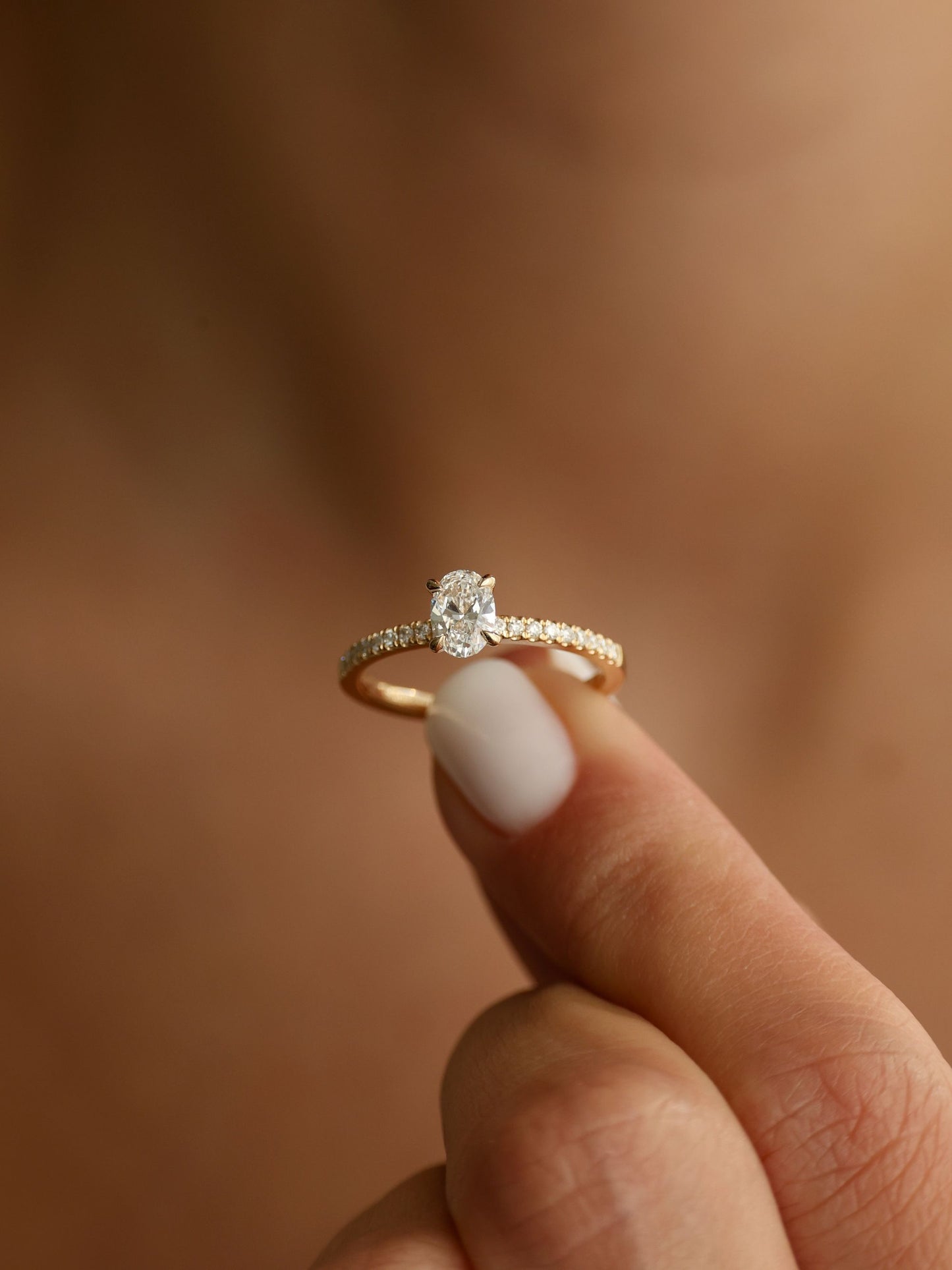 0.5 CT - 2.5 CT Oval Cut Lab grown Diamond Pave Engagement Ring