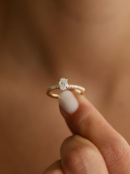 0.5 CT - 2.5 CT Oval Cut Lab grown Diamond Pave Engagement Ring